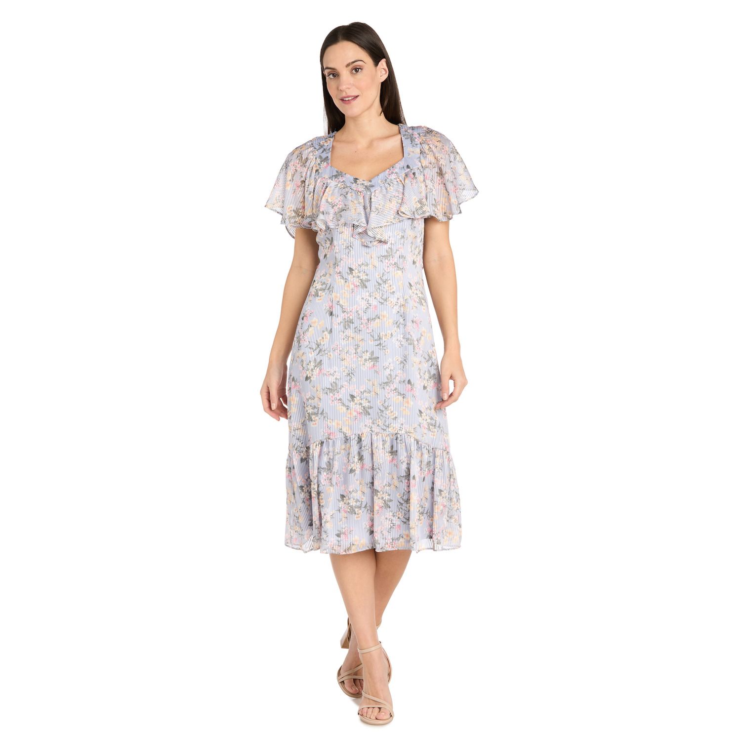 Женские платья R&M Richards Capelet Shirred Midi Dress