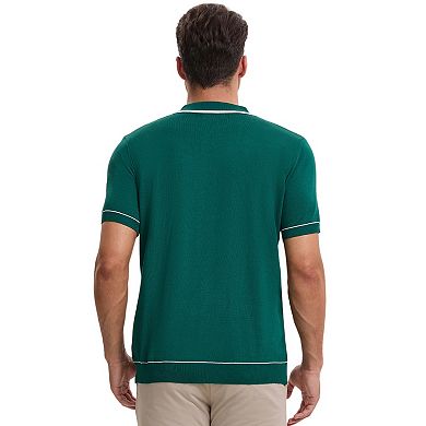 Men's Knit Shirt Button Down Short Sleeve Lightweight Casual Summer Vintage Knited Polo Shirts