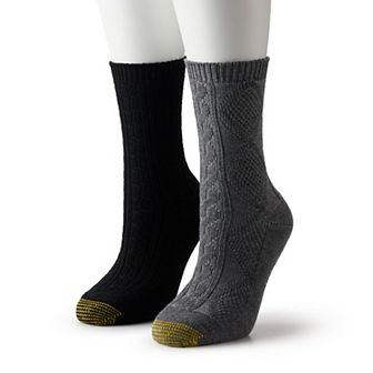 Women's GOLDTOE® 2 pk Diamond Cable Crew Socks