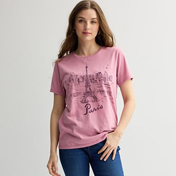Juniors' Eiffel Tower Paris Graphic Tee