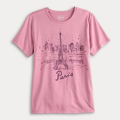 Juniors' Eiffel Tower Paris Graphic Tee