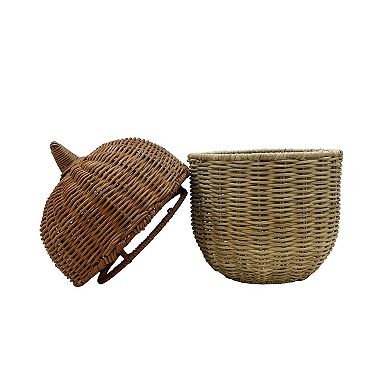 Celebrate Together Woven Acorn Lidded Rattan Storage Bin