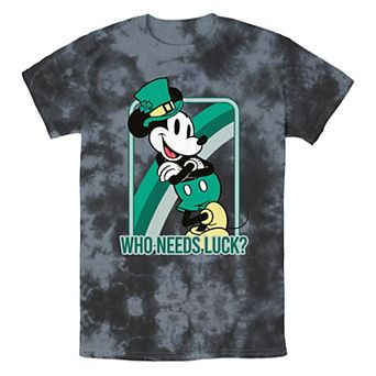 Disney's Mickey Mouse Who Needs Luck? Bombard Wash Men's Graphic Tee