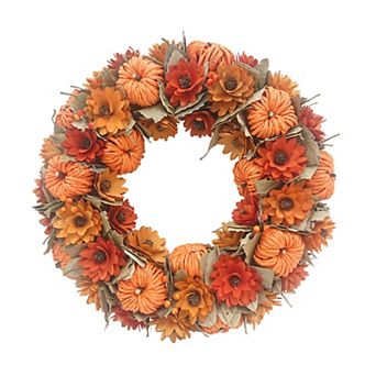 Celebrate Together™ Fall Floral Pumpkin Artificial Wreath