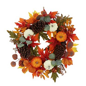 Celebrate Together™ Fall Pumpkin and Leaves Artificial Wreath