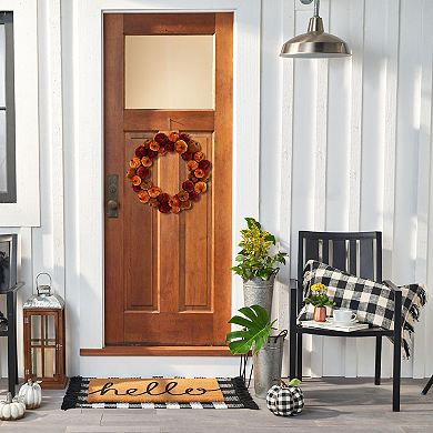 Celebrate Together Fall Velvet Artificial Pumpkin Wreath