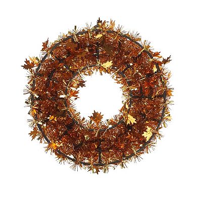 Celebrate Together™ Fall Polypropylene Tinsel Wreath with Fall Leaves