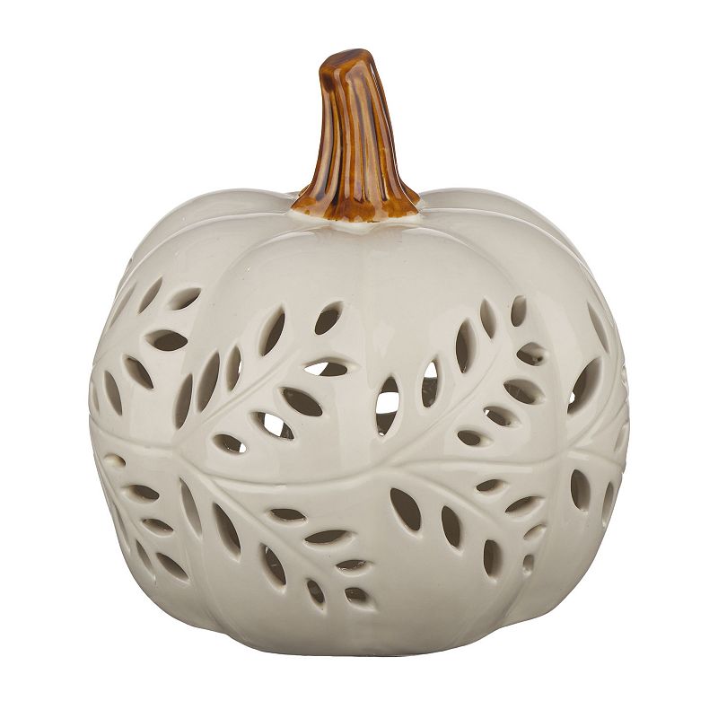 Celebrate Together™ Fall Ceramic Pumpkin Solar Lantern Decor