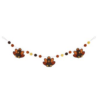 Celebrate Together™ Fall Plush Turkey and Felt Pom Pom Garland