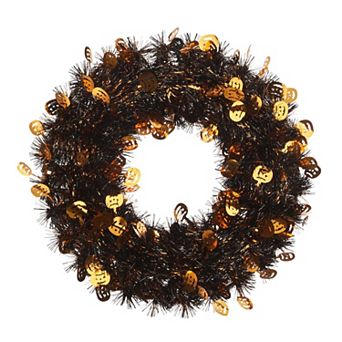 Celebrate Together™ Halloween Jack-O-Lantern Mini Tinsel Wreath