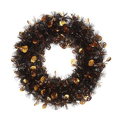 Celebrate Together™ Halloween Jack-O-Lantern Mini Tinsel Wreath