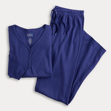 Women's Croft & Barrow® Long Sleeve Textured Knit Pajama Top & Pajama Bottoms Set