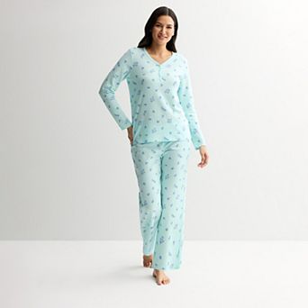 Women's Croft & Barrow® Long Sleeve Textured Knit Pajama Top & Pajama Bottoms Set