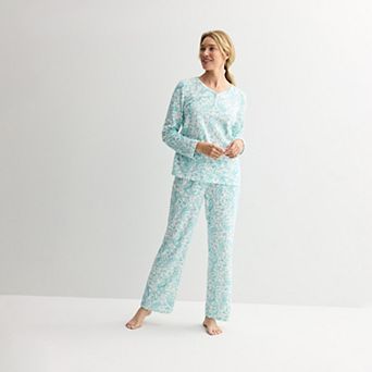 Women's Croft & Barrow® Long Sleeve Textured Knit Pajama Top & Pajama Bottoms Set