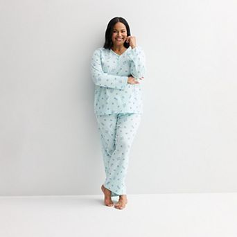 Plus Size Croft & Barrow® Textured Knit Pajama Top & Pajama Bottoms Set