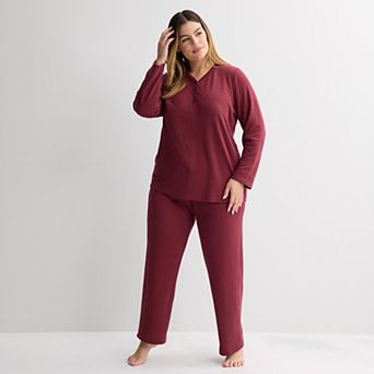 Plus Size Croft & Barrow® Textured Knit Pajama Top & Pajama Bottoms Set