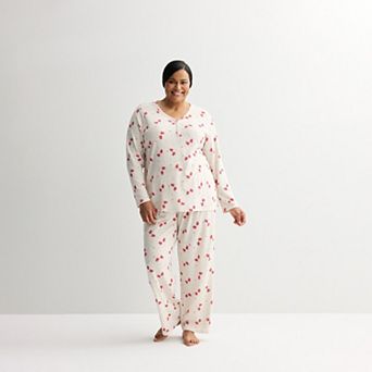 Plus Size Croft & Barrow® Textured Knit Pajama Top & Pajama Bottoms Set