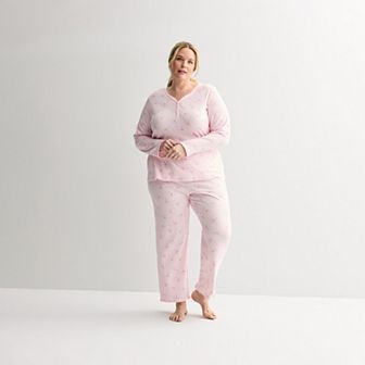 Plus Size Croft & Barrow® Textured Knit Pajama Top & Pajama Bottoms Set