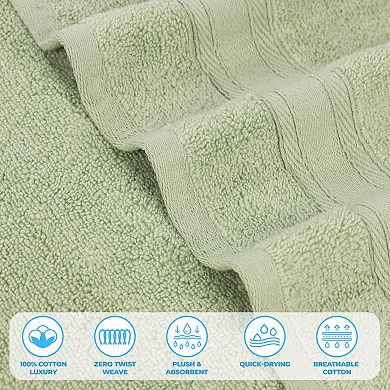 SUPERIOR Belmont Zero Twist Cotton Medium Weight Soft Absorbent 3 Piece Towel Set