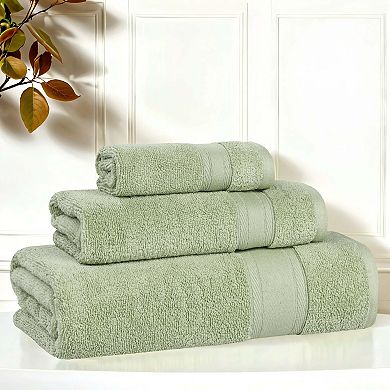 SUPERIOR Belmont Zero Twist Cotton Medium Weight Soft Absorbent 3 Piece Towel Set
