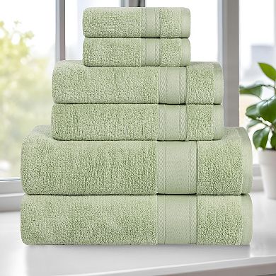 SUPERIOR Belmont Zero Twist Cotton Medium Weight Soft Absorbent 6 Piece Towel Set