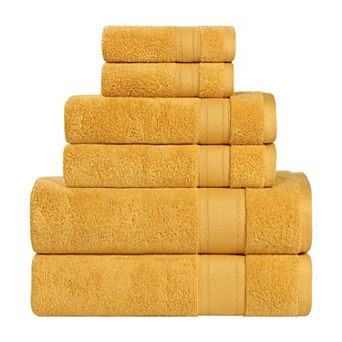SUPERIOR Belmont Zero Twist Cotton Medium Weight Soft Absorbent 6 pc Towel Set