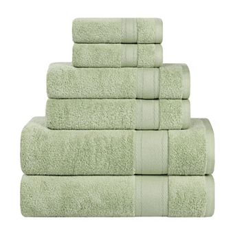 SUPERIOR Belmont Zero Twist Cotton Medium Weight Soft Absorbent 6 pc Towel Set