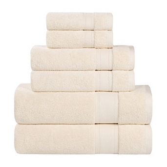 SUPERIOR Belmont Zero Twist Cotton Medium Weight Soft Absorbent 6 pc Towel Set