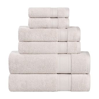 SUPERIOR Belmont Zero Twist Cotton Medium Weight Soft Absorbent 6 pc Towel Set