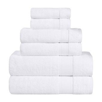 SUPERIOR Belmont Zero Twist Cotton Medium Weight Soft Absorbent 6 pc Towel Set
