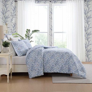 Laura Ashley Quartet Blue Comforter and Sham Set