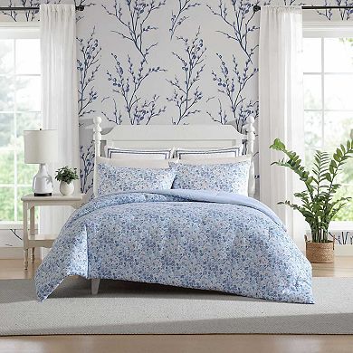 Laura Ashley Quartet Blue Comforter and Sham Set