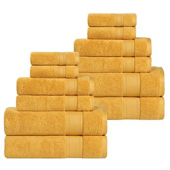 SUPERIOR Belmont Zero Twist Cotton Medium Weight Soft Absorbent 12 pc Towel Set