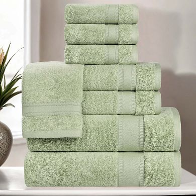 SUPERIOR Belmont Zero Twist Cotton Medium Weight Soft Absorbent 8 Piece Towel Set