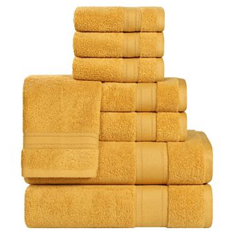 SUPERIOR Belmont Zero Twist Cotton Medium Weight Soft Absorbent 8 pc Towel Set