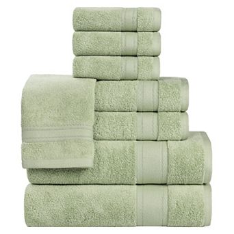 SUPERIOR Belmont Zero Twist Cotton Medium Weight Soft Absorbent 8 pc Towel Set