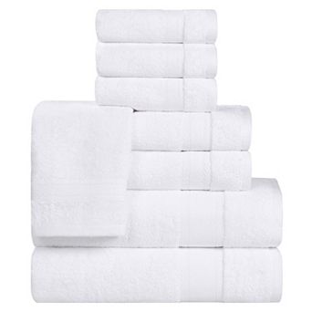 SUPERIOR Belmont Zero Twist Cotton Medium Weight Soft Absorbent 8 pc Towel Set