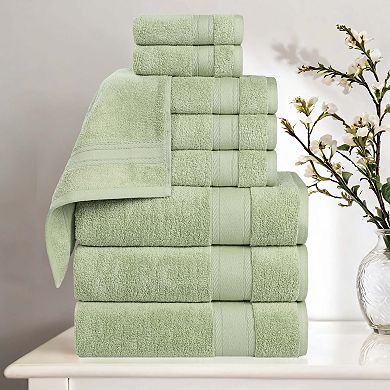 SUPERIOR Belmont Zero Twist Cotton Medium Weight Soft Absorbent 9 Piece Towel Set