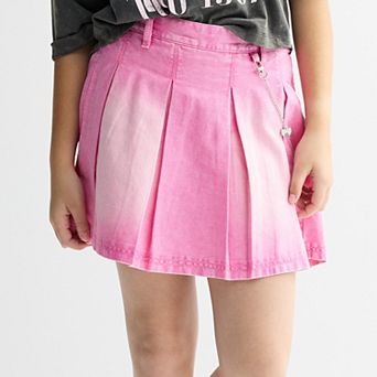 Girls Limited Too Pleated Denim Skirt with Chain