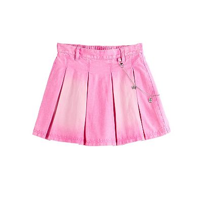 Girls Limited Too Pleated Denim Skirt with Chain