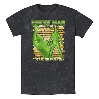 Men's It's Always Sunny In Philadelphia Green Man Charlie Kelly Mineral Wash Graphic Tee