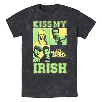 Men's It's Always Sunny In Philadelphia Kiss My Irish Mineral Wash Graphic Tee