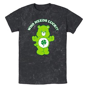 Men's Care Bears Who Needs Luck? Mineral Wash Graphic Tee
