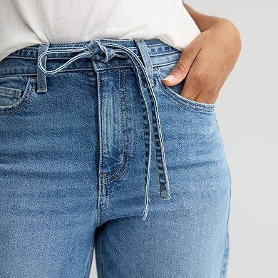 Juniors' SO® Tie Waist Barrel Jeans