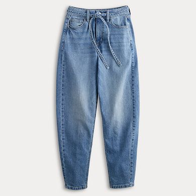 Juniors' SO® Tie Waist Barrel Jeans