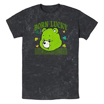 Men's Care Bears Born Lucky Mineral Wash Graphic Tee