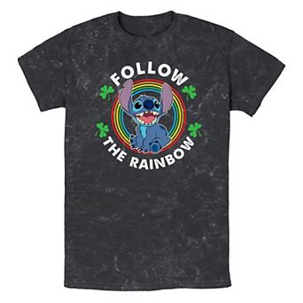 Disney's Lilo & Stitch Follow The Rainbow Mineral Wash Men's Graphic Tee