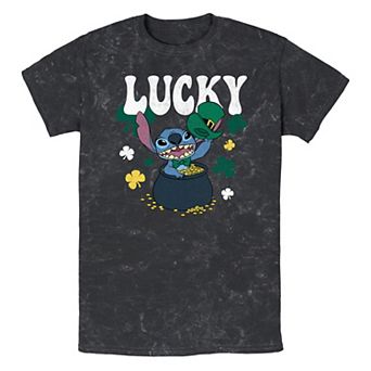 Disney's Lilo & Stitch Lucky Pot Of Gold Mineral Wash Men's Graphic Tee