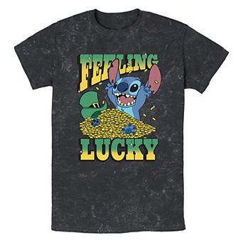 Disney's Lilo & Stitch Feeling Lucky Mineral Wash Men's Graphic Tee