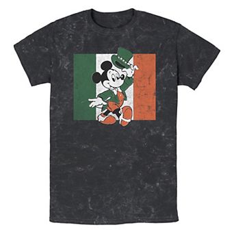 Disney's Mickey Mouse Irish Flag Mineral Wash Men's Graphic Tee